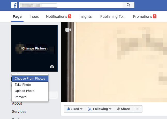 Example of a Business Page in Facebook