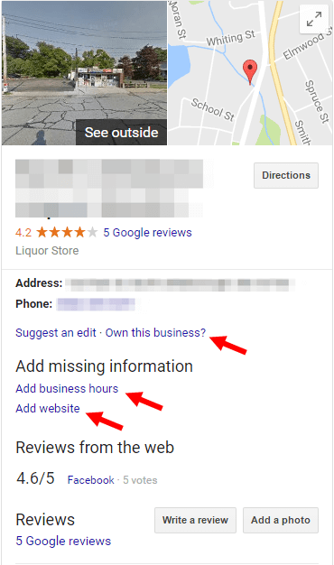 Example of claiming a Google My Business Listing